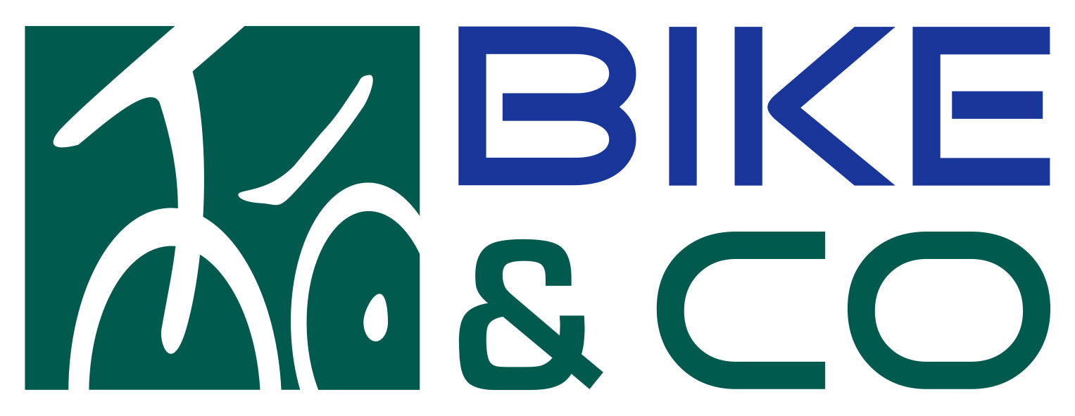 Grün blau und weißes Logo des Bike & Co Handelsverbands.