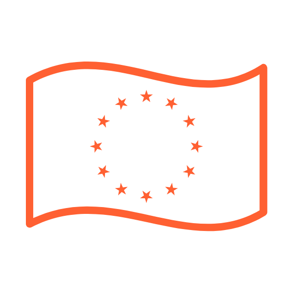 Symbol: orange Flagge der EU.