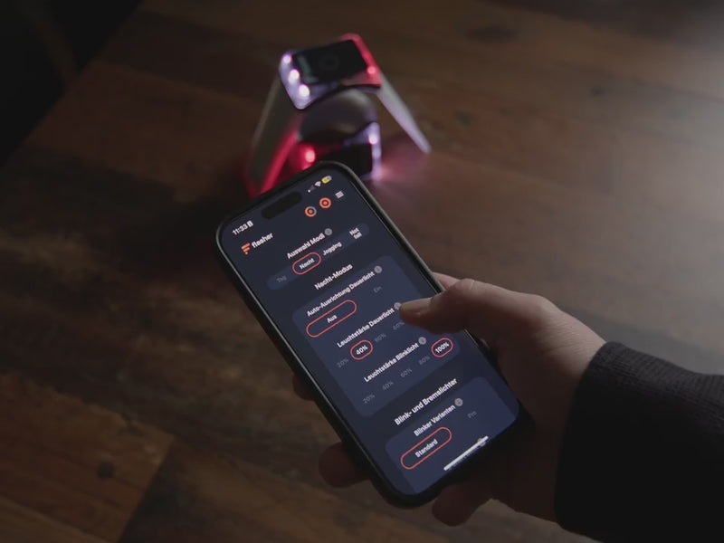 Einstellung in der Flasher App wird ausgewählt und die Armbänder werden live aktualisiert.